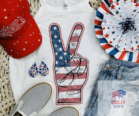 2024 Spring / Summer T-Shirt  "America Peace Fingers"