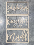 Wood Script Name Sign